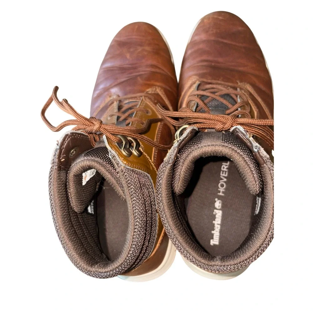 Timberland Mens Brown Leather Ankle‎ Boots Lace Up Casual Shoes Size 9.5